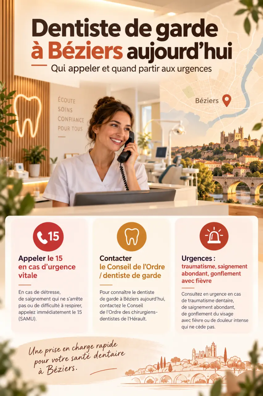 Dentiste de garde à Béziers aujourd’hui : qui appeler et quand partir aux urgences