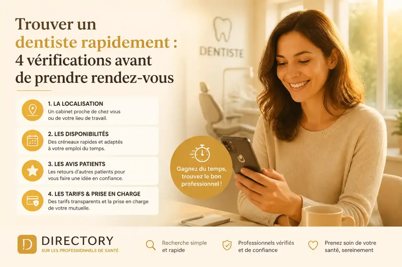 Trouver un dentiste rapidement : 4 vérifications avant de prendre rendez-vous