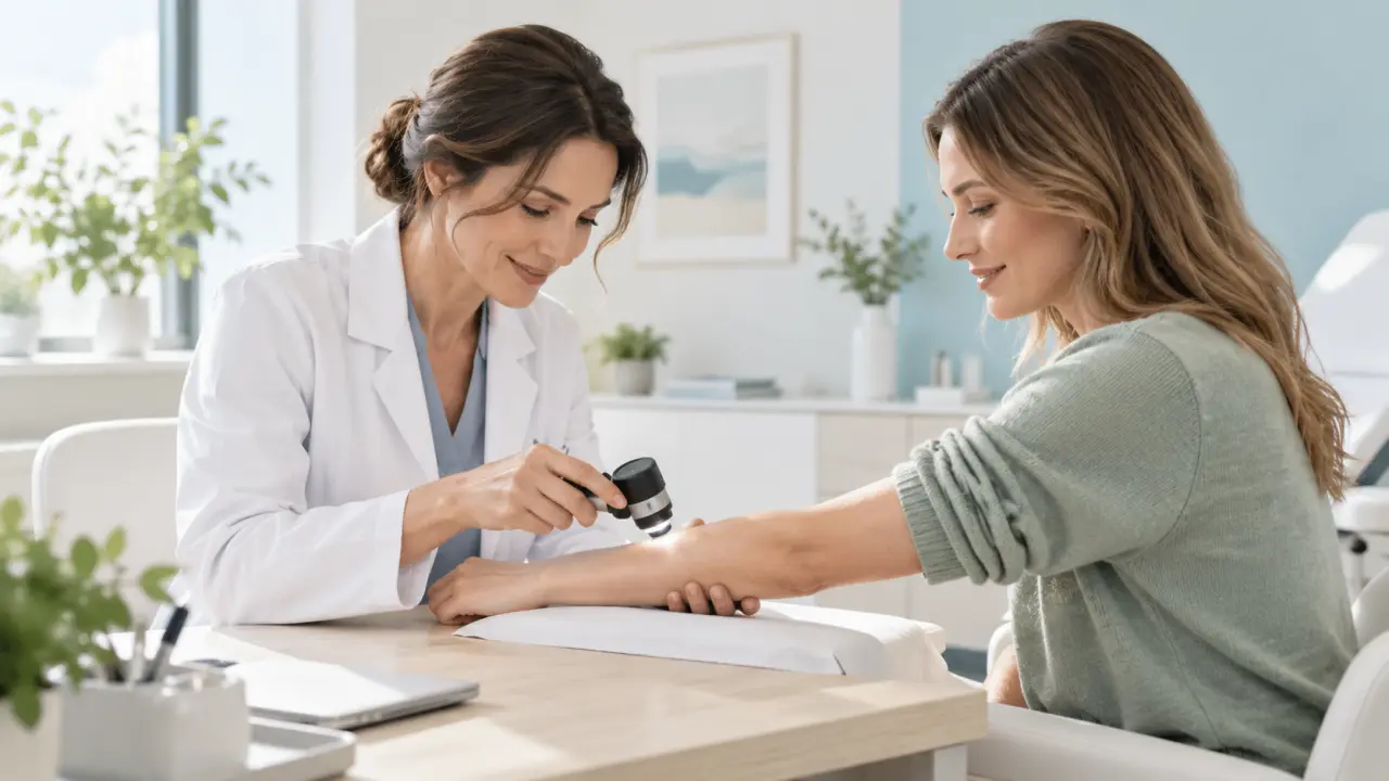 Consultation avec un dermatologue dans un cabinet médical moderne