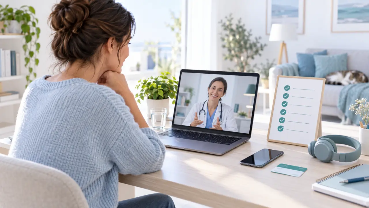 Patient préparant une téléconsultation avec un ordinateur portable