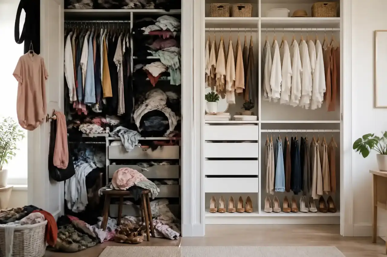 Dressing rangé et apaisant après désencombrement