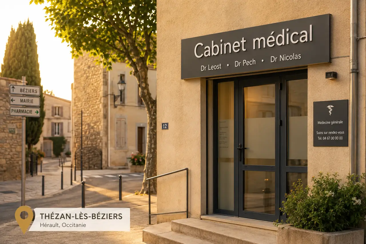 Photos du cabinet médical des Dr Leost, Dr Pech et Dr Nicolas à Thézan-lès-Béziers : adresse, repères et vérification du lieu