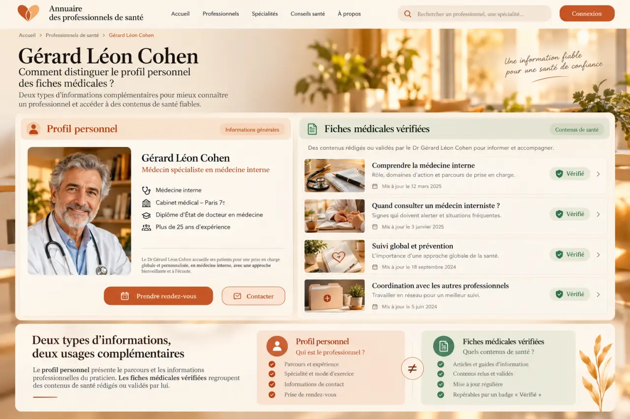 Gérard Léon Cohen : comment distinguer le profil personnel des fiches médicales